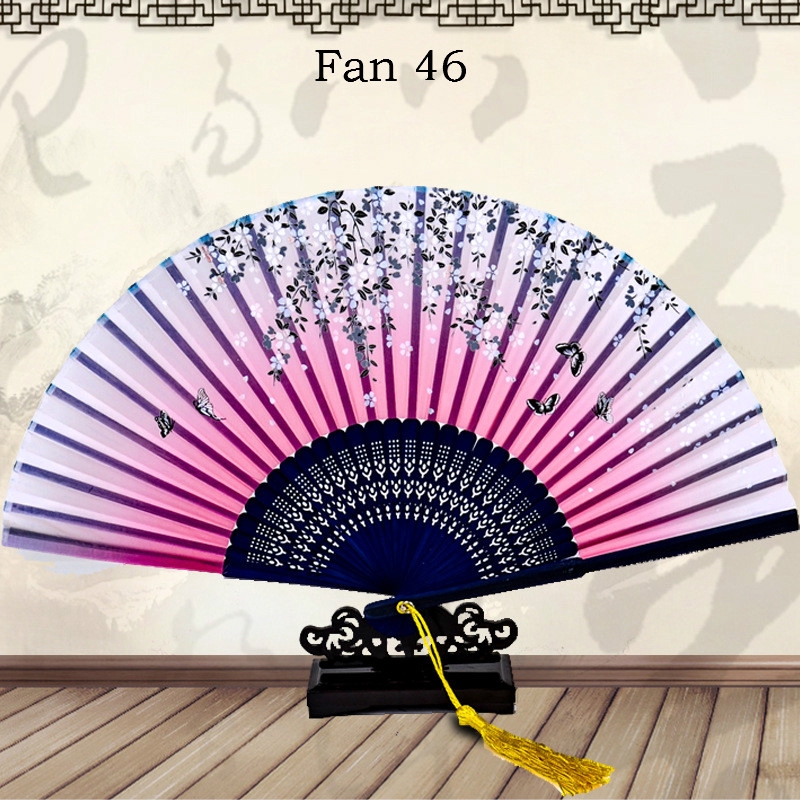 【BUY 1 GET 1FREE!!!】No1-No20 Folding Fan Chinese Classical Silk Woman Fan Female Ancient Style Reversion Dance Gift Performing Fan