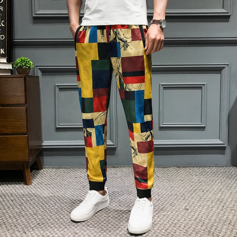 yellow plaid pants for men