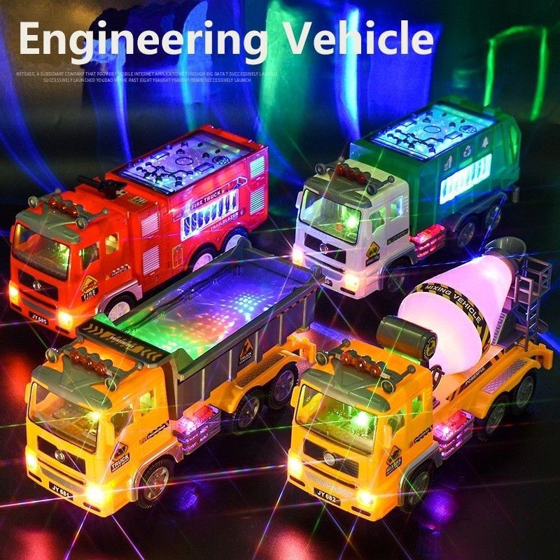 Toy Trucks Construction Vehicles Set Mixer/Oil Tanker/Fire Truck with Truck with 4D Stunning Lights and Sounds For Kids