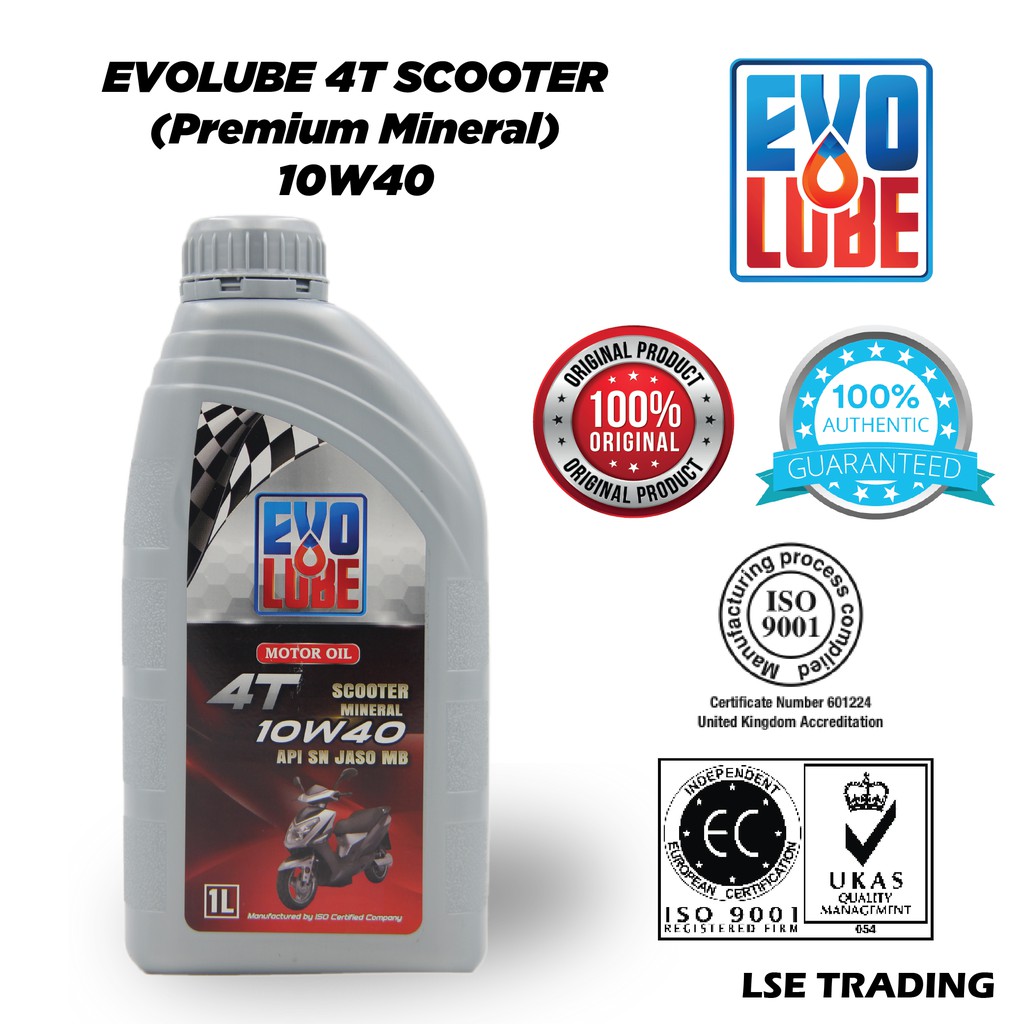 Ready Stock Evolube 4t Scooter Mineral 10w40 Motorcycle Engine Oil Minyak Hitam 1l Shopee Malaysia