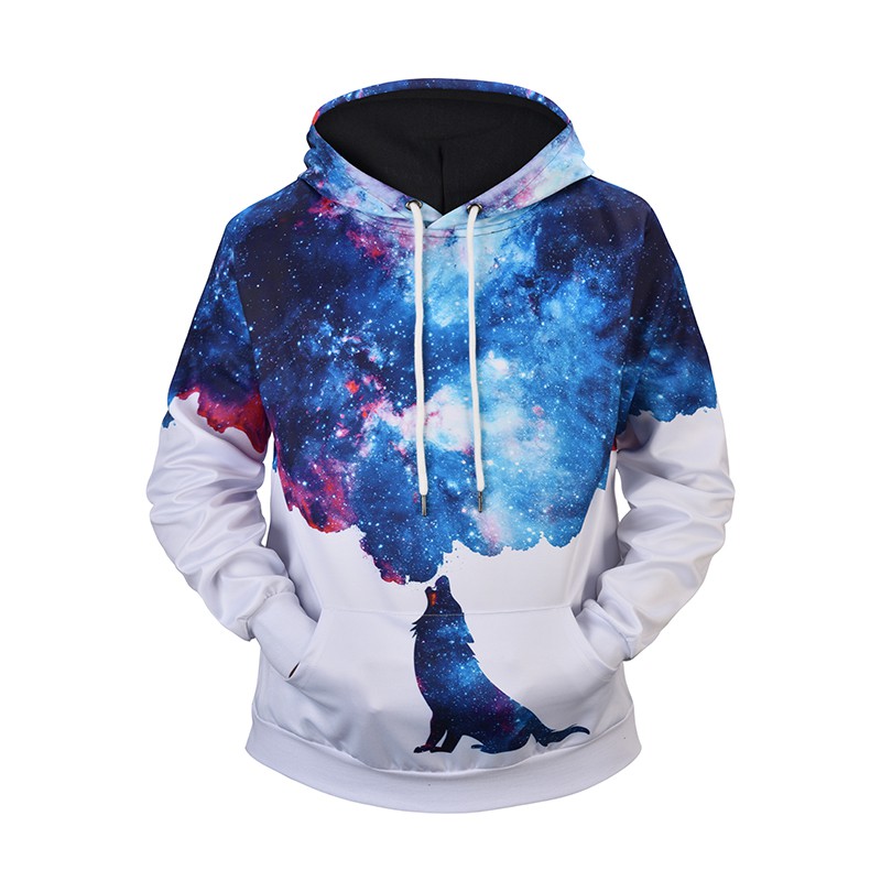 space galaxy wolf hoodie