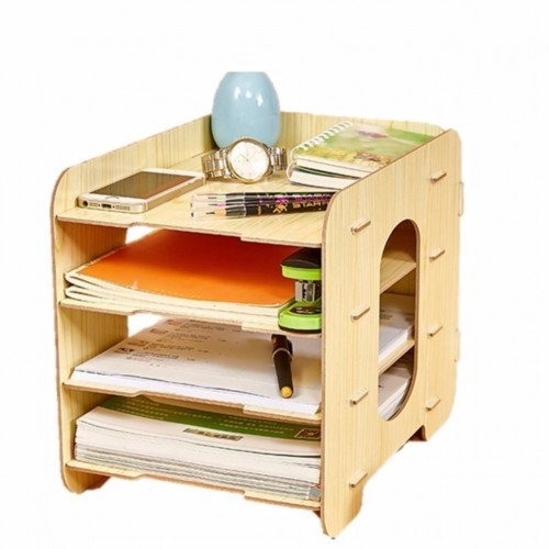 Wooden Diy 4 Tier Creative Desktop Desk Organizer File Rack And