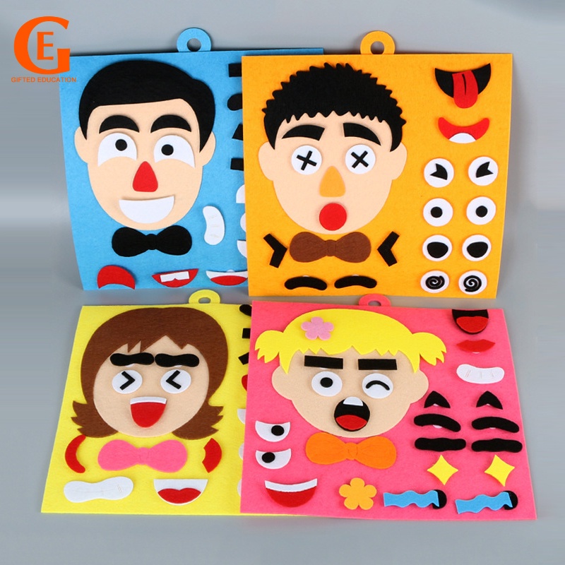 Parents Kid Facial Expression Puzzle Jigsaw Montessori Children Recognition Training Preschool Early Learning Toy