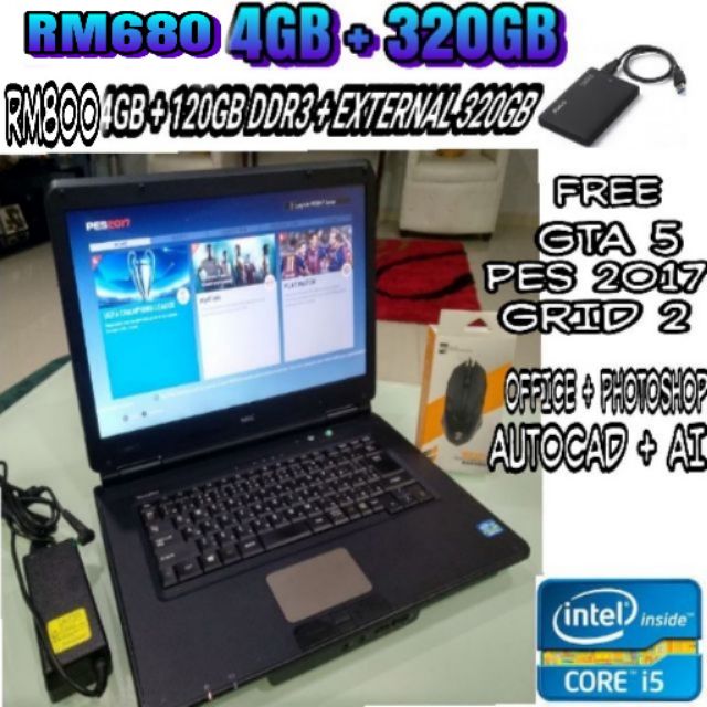 Laptop Student Dan Bajet Gaming Nec Vx G Core I5 3rd Gen 4gb Ram Ssd Hdmi Refurbished Like New Shopee Malaysia