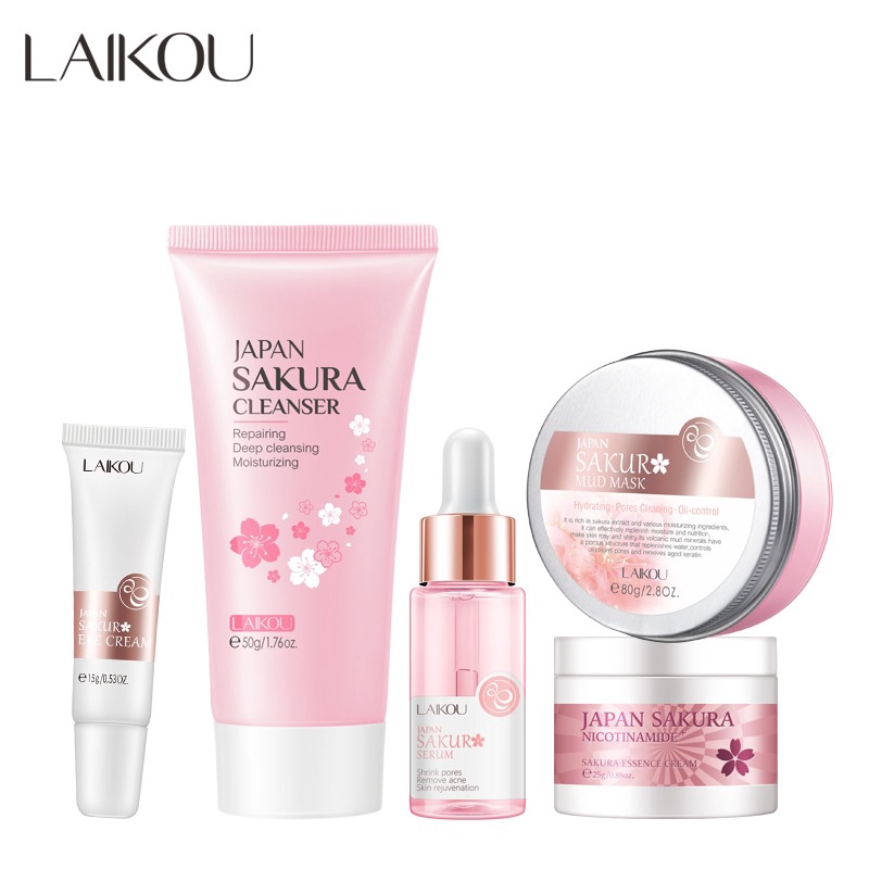 Laikou Japan Sakura Cleanser Whitening Face Serum Reduce Spots Wrinkles