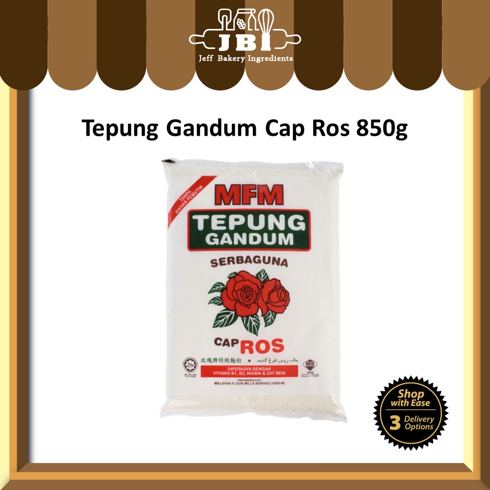 MFM Tepung Cap Ros 850g / TEPUNG ROSE / TEPUNG BISCUIT 红玫瑰花牌中筋面粉