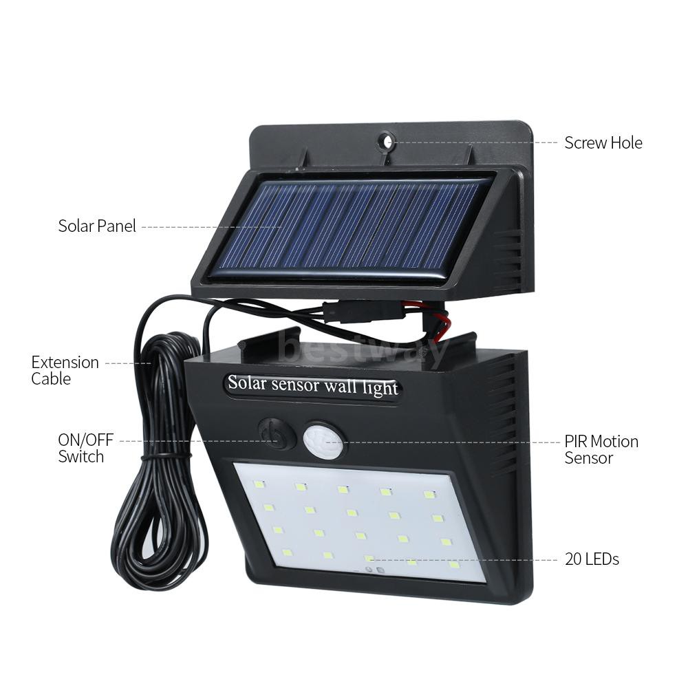 LED Separable Solar Powered PIR Motion 