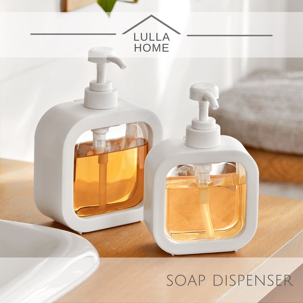 LullaHome Transparent White Soap Dispenser Bathroom Shampoo Dish Wash Detergent Bath Gel Dispenser Bottle Botol Shampoo