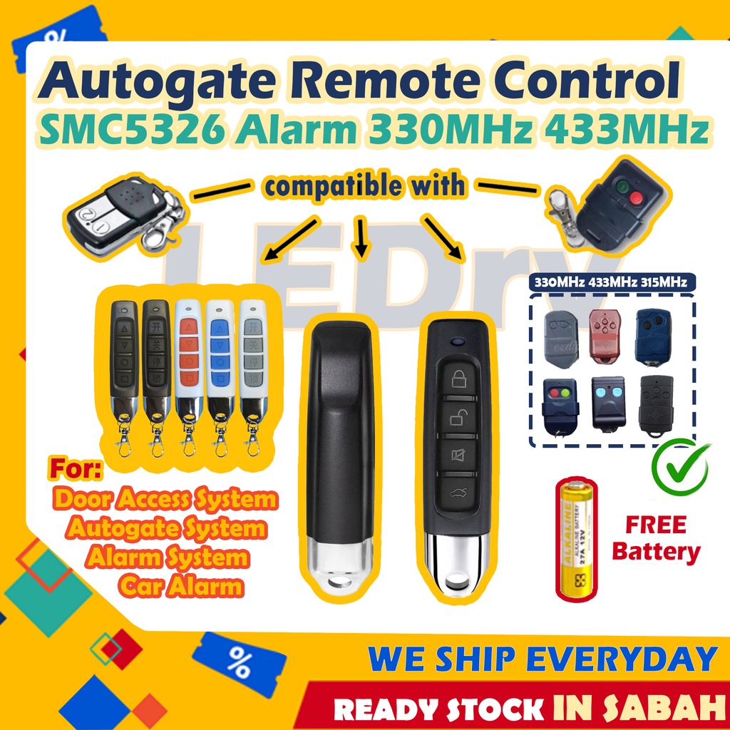 330MHz 433MHz SMC5326 Auto Gate Remote Control Clone & Copy 12V A27