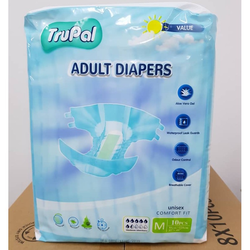 TRUPAL VALUE ADULT DIAPERS 10 PCS (M/L) [EXP 10/2024] Shopee Malaysia