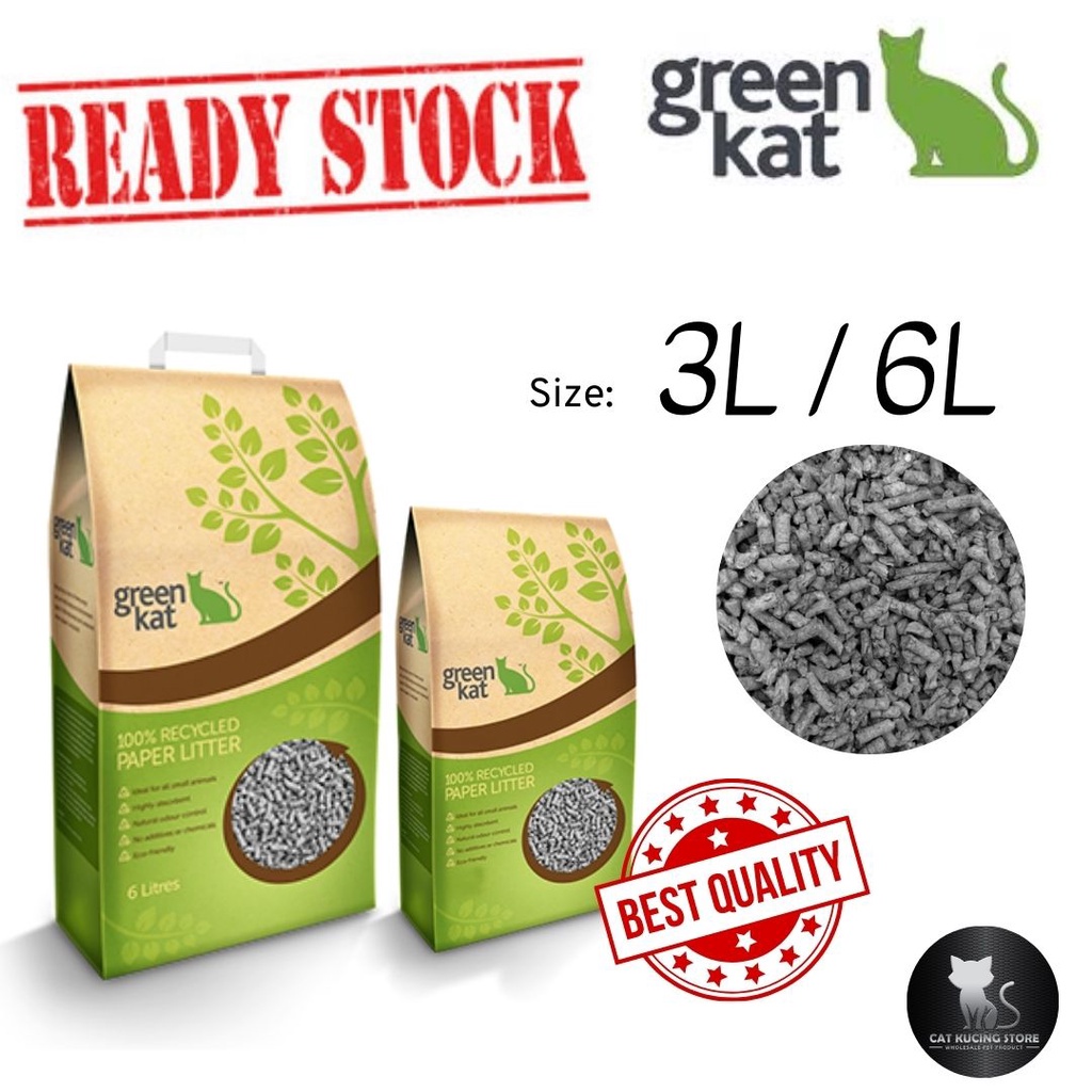 Green Kat Recycle Paper Litter / Bedding For Cat, Hamster, Guinea Pig Small Animal 3L & 6L