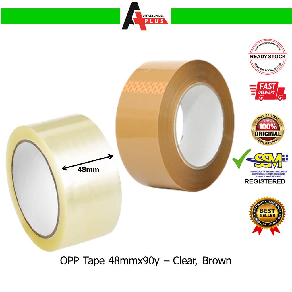 OPP Tape 48mmx90y / Pita Pelekat - Clear, Brown | Shopee Malaysia