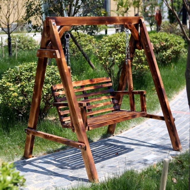 Buaian Kayu Outdoor Wooden Rocking, Wooden Outdoor Swing Chair