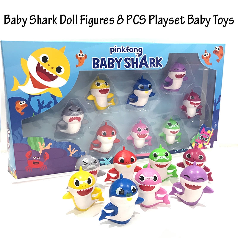 Baby Shark Doll Figures 8 PCS Playset Baby Toys for Kids Boys Girls