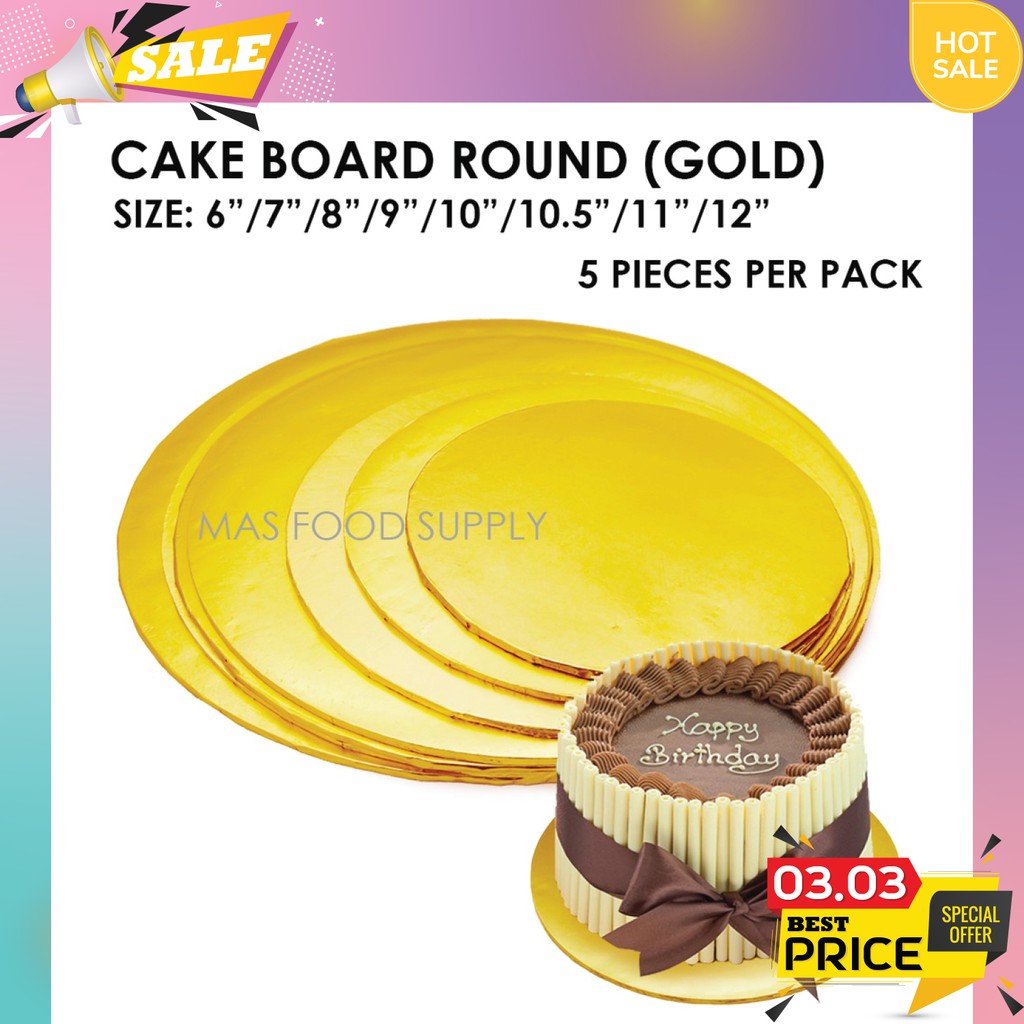 5 Pcs 6 7 8 9 10 10 5 11 12 Gold Round Cake Board Papan Pelapik Kek Bulat Emas Papan Kek