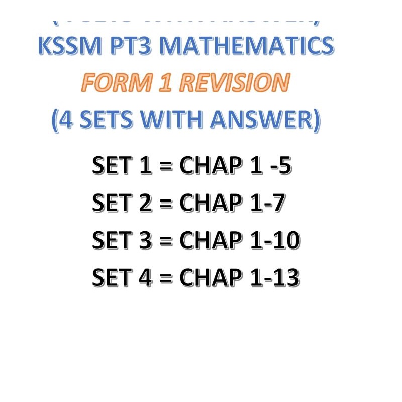 PT3 MATHEMATICS ( FORM 1) Revision Kertas model