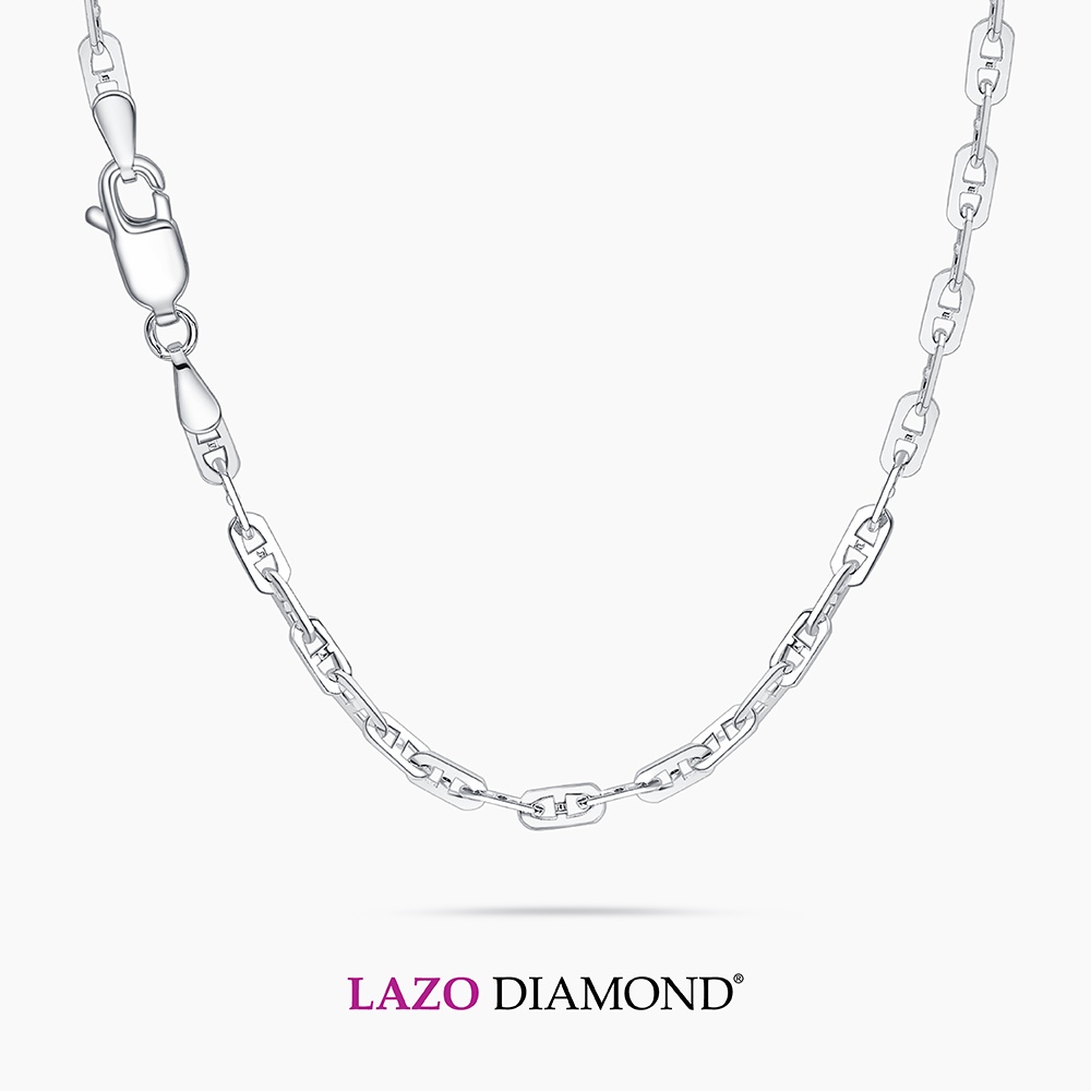 LAZO DIAMOND 9k White Gold Bold Mariner Chain Necklace