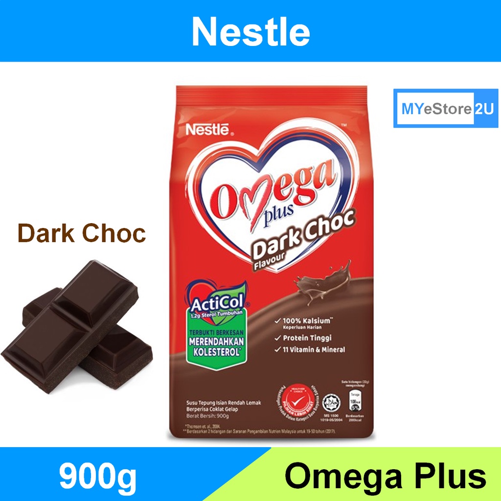 NESTLE Omega Plus Dark Choc (900g, 550g) Milk Powder. Susu Tepung