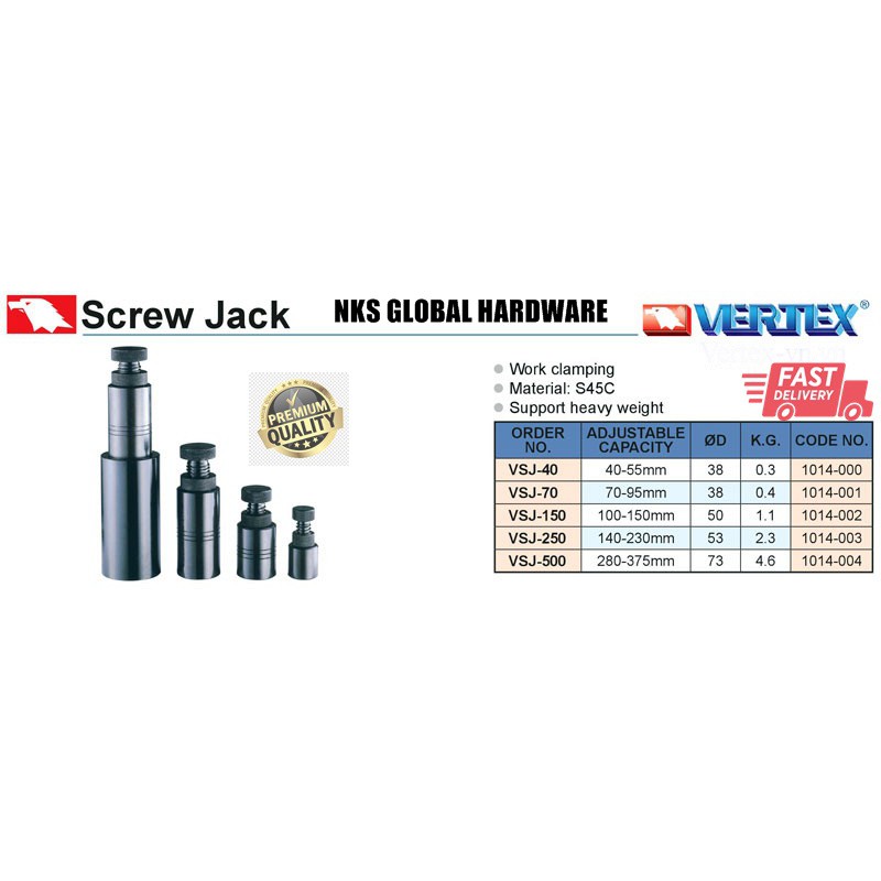 READYSTOCK VERTEX SCREW JACK (VSJ70,150,250) Shopee Malaysia