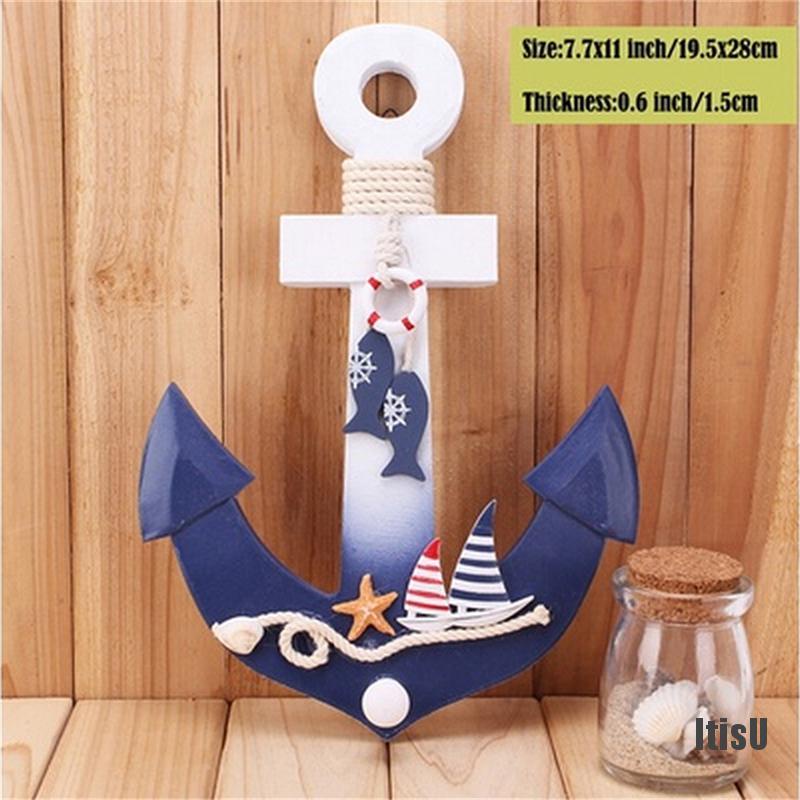 [ItisU] Wood Nautical Anchor Wall Hanging Hook Life Buoy Fish Hanger Home Decor Kid Gift