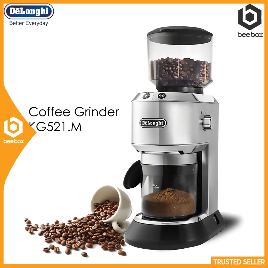 Delonghi Dedica Burr Coffee Grinder LCD Display 3 Grind Settings (170g) KG521.M