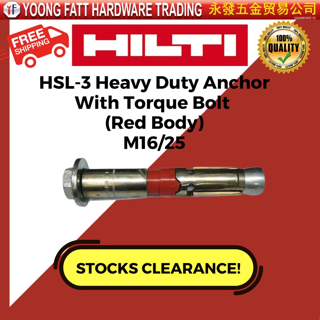 STOCK CLEARANCE HILTI HSL3 HEAVYDUTY WEDGE ANCHOR (RED/BLACK BODY