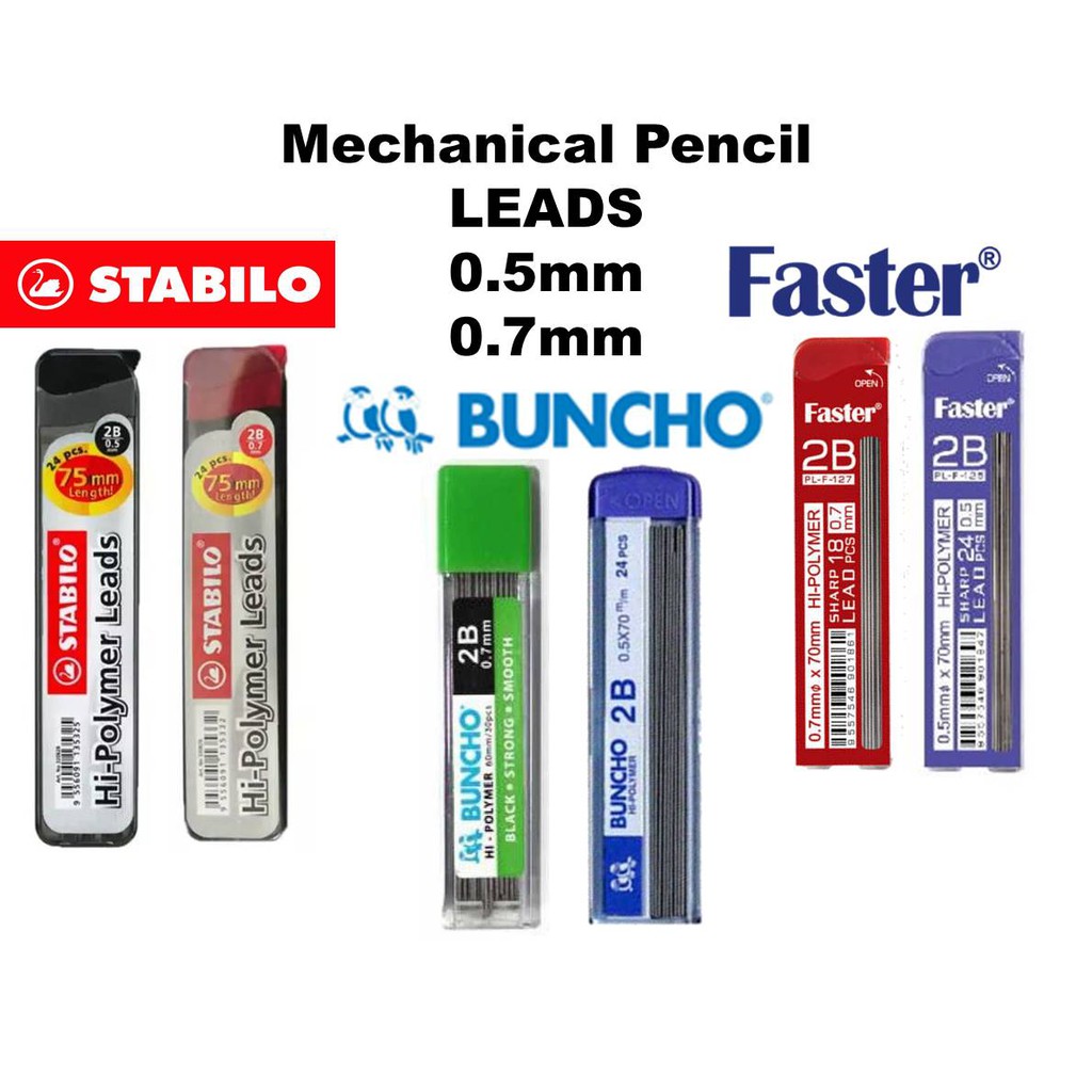 Lead Mechanical Pencil Leads 0.5mm 0.7mm Buncho Stabilo Faster (Ubat