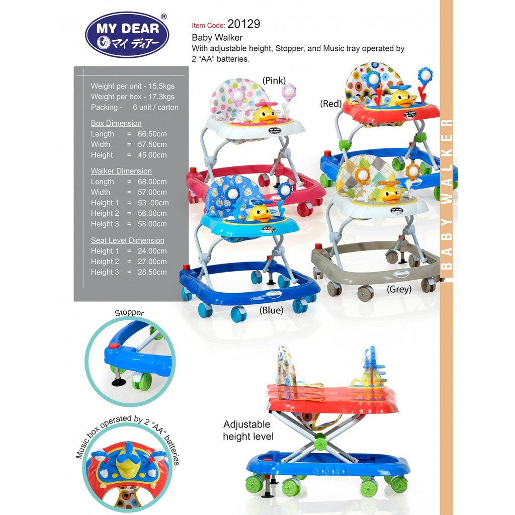 My Dear Baby Walker With Stopper 129 Ready Stock Shopee Malaysia