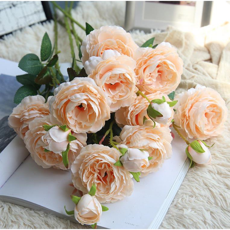 3 Heads Rose European Silk Artificial Peony Flower for Home/Wedding/Wall Fake Flower Decoration