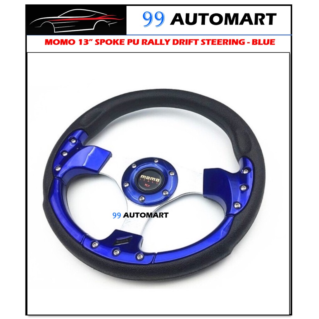 (BLUE) MOMO 13 Inch Spoke Steering Wheel/Car Steering Wheel/Rally ...