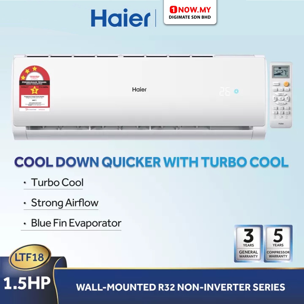 HAIER Turbo Cool AirConditioner HSU12LTF18 (1.5HP, R32 NonInverter