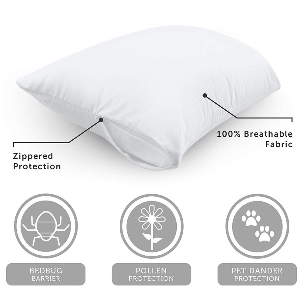 Buy 1 Get 1 Waterproof Pillow Protector Zipper Pillowcase Bed Bug