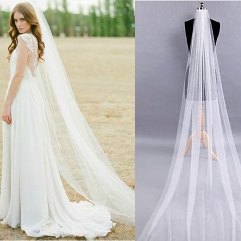 White/Ivory 2M Long Prom Gown Cathedral Length Bridal Wedding Veil