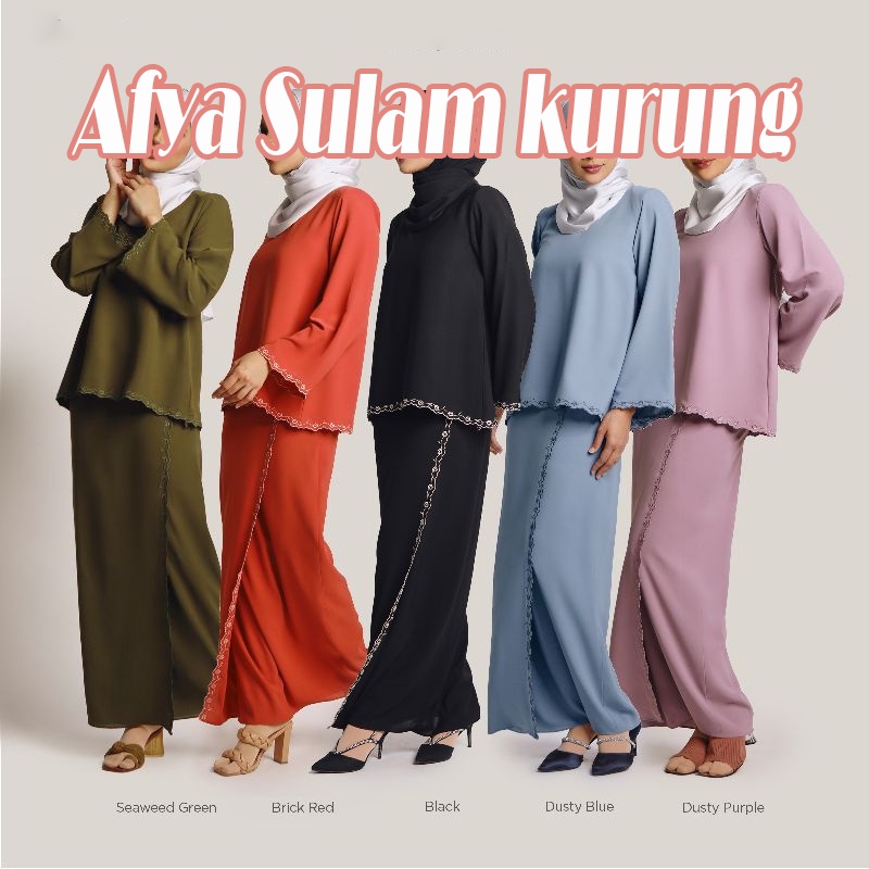 Afya Sulam Overlap Skirt Kurung Kedah Baju Kurung Moden Sulaman Lace