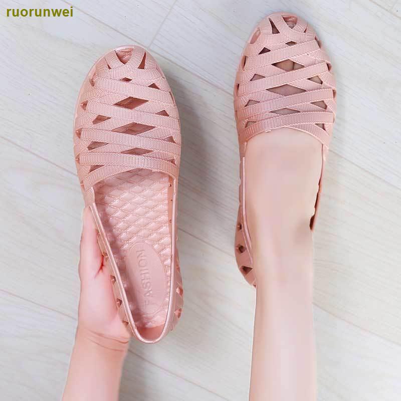 [Recommended By The Store Manager] Plastic Sandals Women Work Soft Sole Comfortable Middle-Aged Elderly Mothers Hole Shoes Baotou Hollow Rubber [Fashion Show]