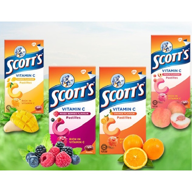 Scott's Vitamin C Pastilles 50's ( Orange / Mango / Mixed Berries / Peach)