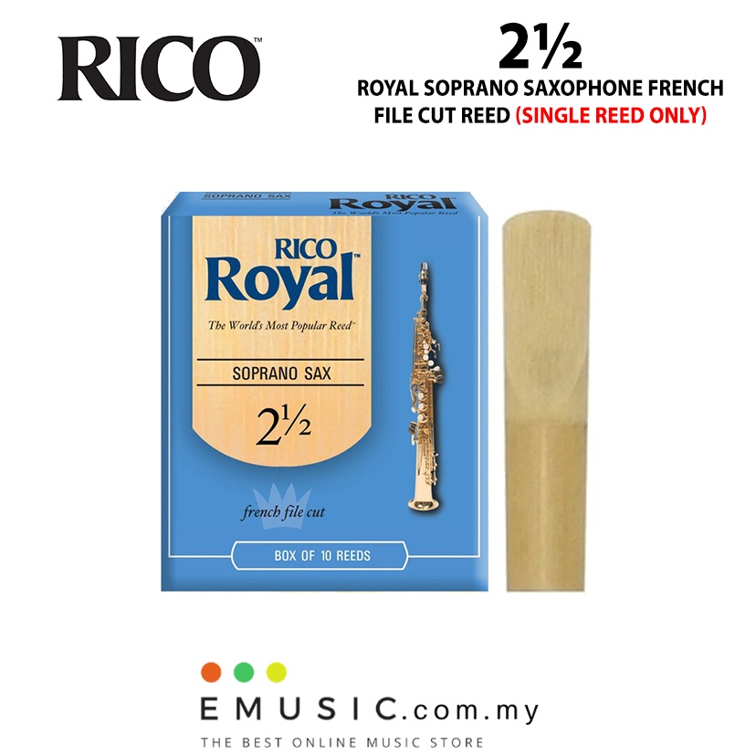 Rico Royal 2.5 2 1/2 Soprano Saxophone French File Cut Filed Reed (Single Reed Only)