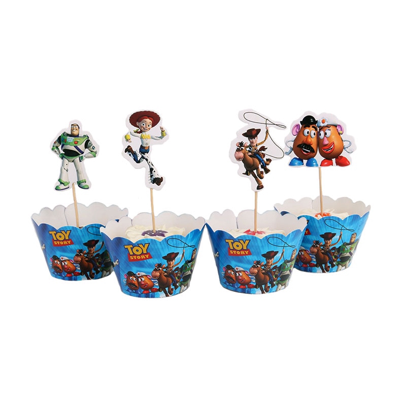 24pcs/lot Cartoon Toy Story Paper Cupcake Wrappers Toppers For Kids ...