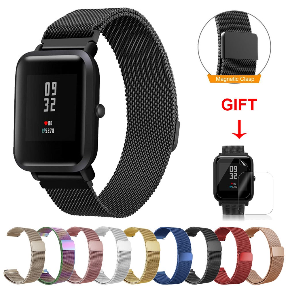 Milanese Loop Stainless Steel Strap For Xiaomi Huami Amazfit Bip Lite Youth Smart Watch mm Magnetic Wrist Band Shopee Malaysia