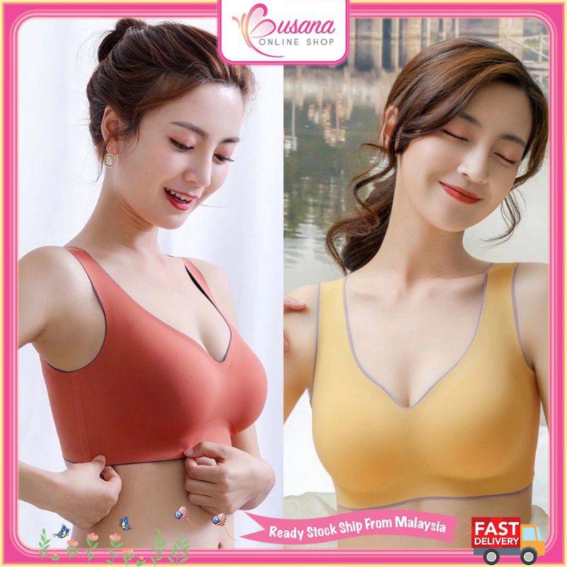 [READY STOCK]M-XXL Thailand Latex Bra 3D Back Button Breathable High Quality Bras Without Wire 6.0