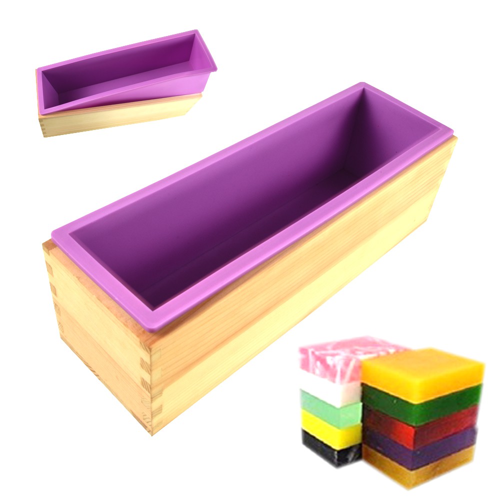 1.2L Rectangle Silicone Wooden Soap Mold Box Bake Cake Bread Toast Mould silicon cake tools