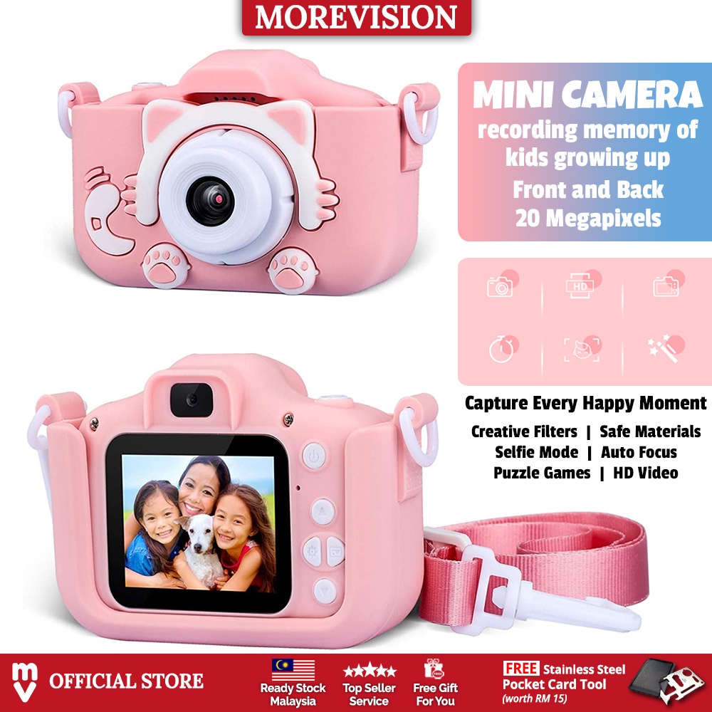 Kids Digital Camera Dual 20MP Cat Selfie HD Photo Video Recording Children Toy For Kid Child Mini Cute Cartoon