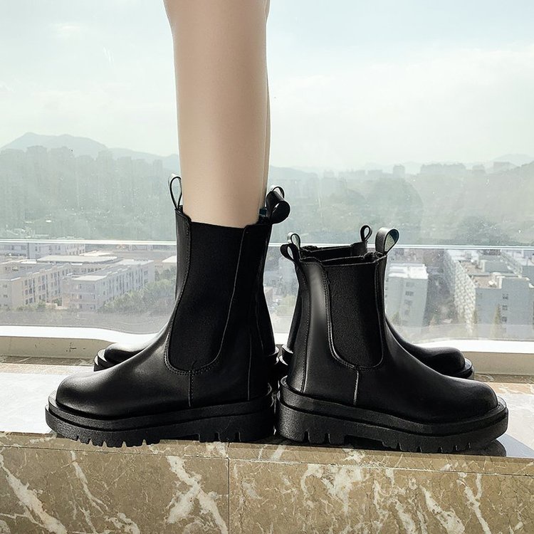 Mid - Barrel Chelsea Boots Ladies Platform Chimney Boots | Shopee Malaysia