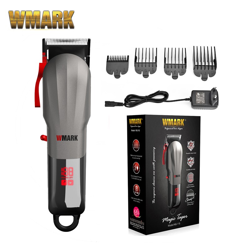 WMARK NG-115 rechargeable hair trimmer adjustable scissors rod men's beard trimmer cutter razor professional wireless hair clipper with LED battery capacity display Mesin rambut