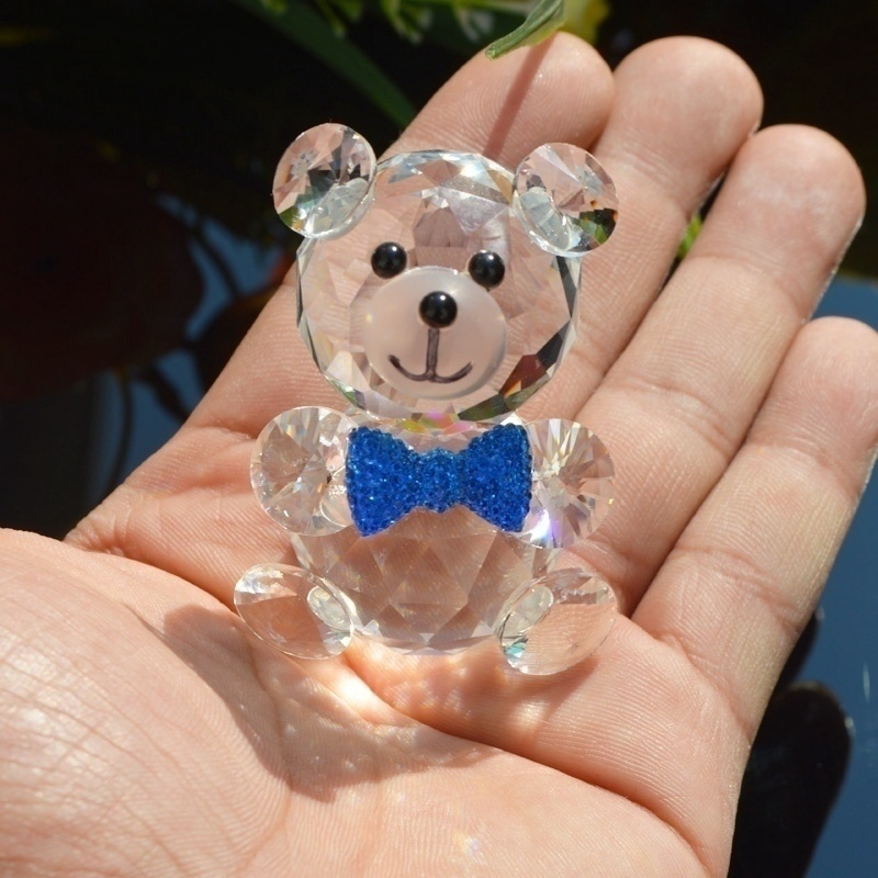 Cute Glass Bow Tie Bear Crystal Figurines Miniatures Handmade DIY Glass Animal  Ornaments Home Decoration | Shopee Malaysia