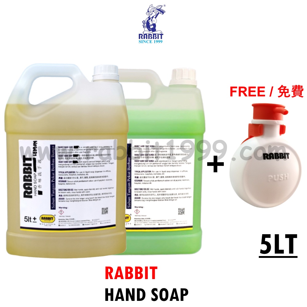 RABBIT HAND SOAP 5lt Hand Wash Liquid Soap 5000ml / Premium Hand