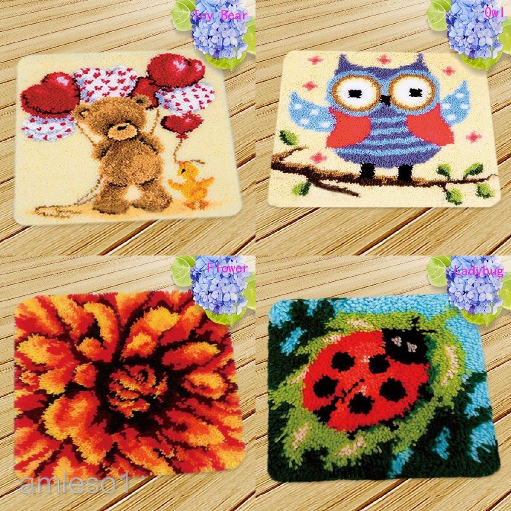 Latch Hook Craft Kits for Ladybug Owl Bear Carpet Rug Making Christmas Gift