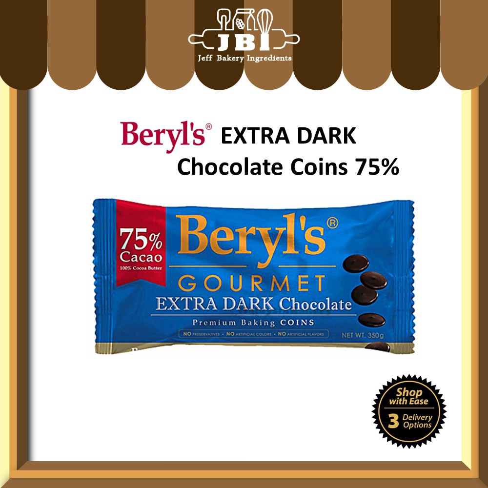 (RAYA PROMO) Beryl's Gourmet Extra Dark Chocolate Coins 350g / 1KG 75%
