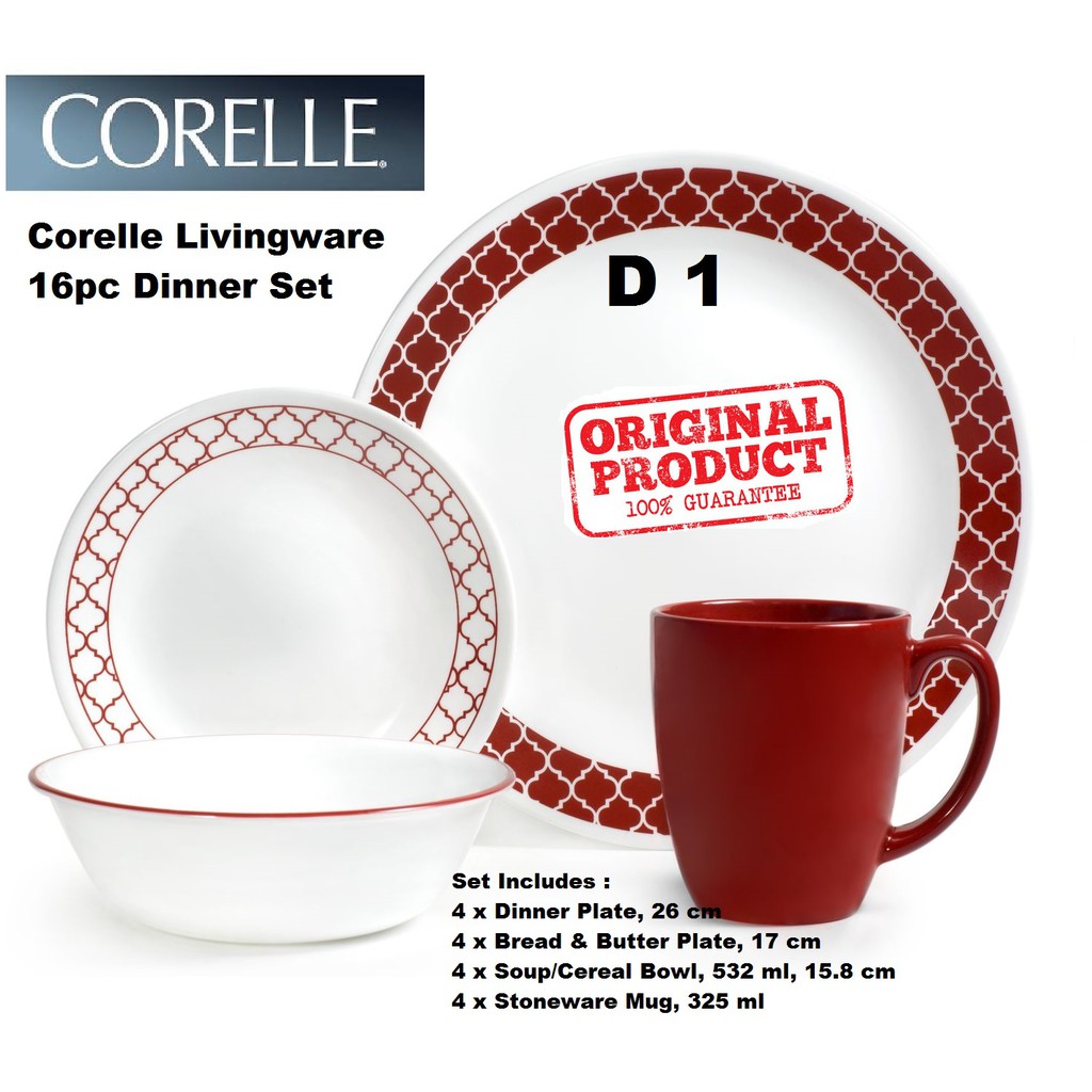 Corelle Livingware Country Cottage 16pc Dinner Set Shopee Malaysia