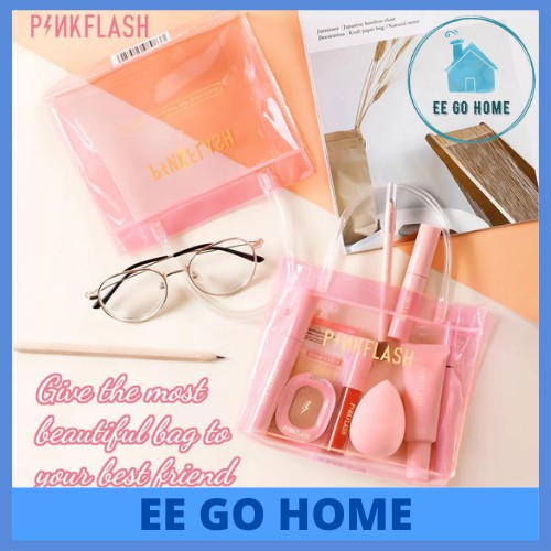 Pinkflash PVC Pink Handbag &amp; Gift bag Waterproof PVC Travel Pouch Cosmetic Pouch Transparent Bag